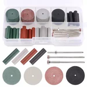 Swpeet 46Pcs 연마 휠 키트 4가지 색상 혼합 실험실 뷰티 실리콘 고무 및 입자 회전 핸드 피스 도구에