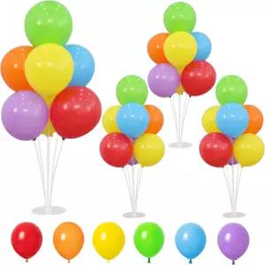베이스 센터피스 무지개 풍선 홀더 생일 파티 장식이 있는 테이블용 스탠드 키트 4개