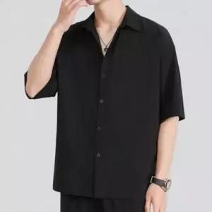[텐바이텐][홍은]남성 오버핏 무지 여름 반팔셔츠 남성셔츠 카라셔츠 무지셔츠