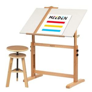 MEEDEN 화이트 보드 제도 테이블 세트 테이블 공예 있는 적합 데스크의 스튜디오에 드로잉 가능한 아티스트 조절 글쓰기 스툴 기울일 나무 삽화 높이