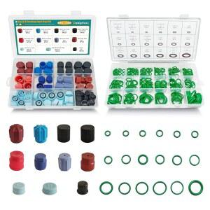 350PCS 차량 A/C 밸브 코어 수리 키트, 80PCS 고압 저압 포트 캡 세트 + 270PCS 에어컨 O-링, R12/R134a AC 서비스 모음 키트