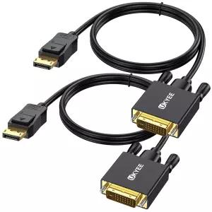 디스플레이포트-DVI 케이블 6피트/183M 2팩 디스플레이포트(DP)-DVI-d 남성용 어댑터 PC 노트북 HDTV