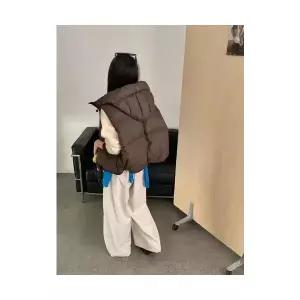 와칸다 여성 여친 베스트 패딩 후드 조끼 오리털 스트링 나시 보온 캐주얼 KKE1