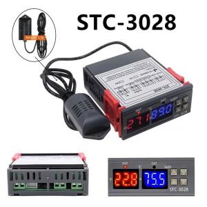 듀얼 디지털 온도 조절기 습도 제어 STC-3028 인큐베이터 컨트롤러 AC 220V DC 12V 24V