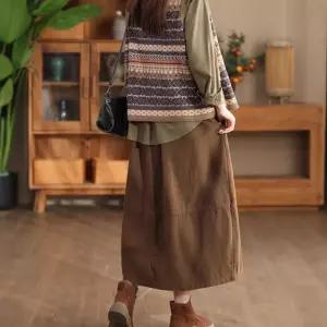 치마 모직 롱 빈티지 밴딩 입체 순정 A라인 여자스커트 원템1