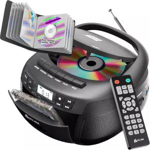 케이스 블루투스 붐박스 AM/FM 라디오 스테레오 사운드 리모컨 CD 및 카세트 콤보 테이프 녹음 USB