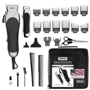 Wahl Clipper USA 디럭스 코드 크롬 프로 완벽한 헤어 및 트리밍 키트 클리퍼 무선 배터리 트리머 스타일링