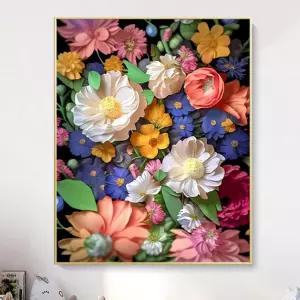 실십자수 꽃 십자수 실크실 DIY 도안 50X70cm 대형