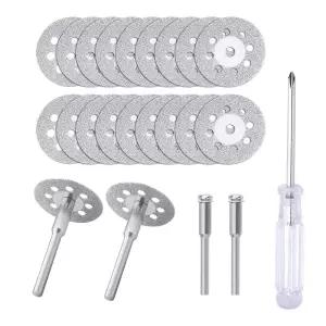 545 다이아몬드 커팅 휠(22mm) 20개 402 맨드릴(3mm) 4개 및 회전 도구용 드라이버 포함