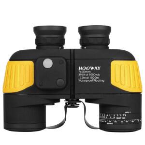 [미국배송] HOWAY 7X50 방수 김서림 방지 군용 해상 쌍안경 내비게이션 보트 타기 낚시 등을 위한 내부 거리 측정기 및 나침반 포함