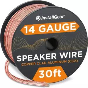 InstallGear 30피트 14 게이지 스피커 와이어 - 자동차 오디오 홈 시어터 서라운드 사운드를 위한 투명