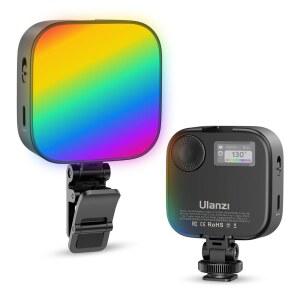 [미국배송] ULANZI U60 RGB 비디오 조명 블랙 LED 카메라 360 풀 컬러 휴대용 사진 조명 퀵 릴리스 콜드 슈 어댑터 및 클립 2500MAH 충전식 CRI 95+ 2500-9000K 조광 패널 램프