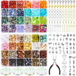 보석 제작 용품용 PAXCOO 2278Pcs 크리스탈 비즈 48 컬러 링 키트 팔찌 귀걸이 목걸이
