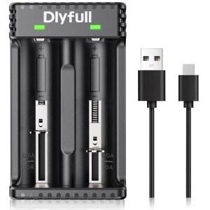 [미국배송] 18650 배터리 충전기 IMR /ICR 리튬 이온 22650 18490 17500 RCR123 14500 및 1.2V NI-MH NI-CD AAA 충전식 배터리용 DLYPOW 2베이 충전기