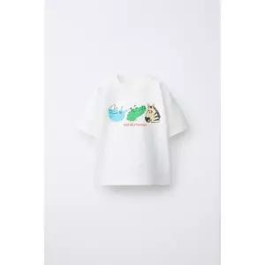 ZARA 애니멀 프린트 티셔츠 - 스크래치 화이트 426863