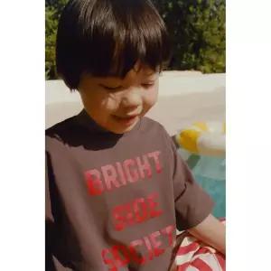 ZARA 헤비 텍스트 프린트 티셔츠 - 초콜렛 426918