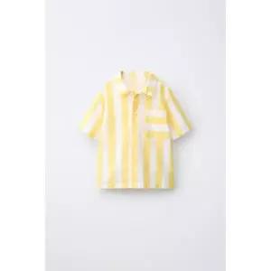 ZARA 시어서커 스트라이프 셔츠 - 노랑 426940