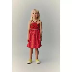 ZARA CASA LAWA X KIDS 자수 플라워 콤비 원피스 - 레드 426953