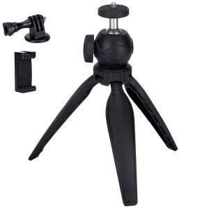 [미국배송] 휴대폰 홀더 및 GOPRO 마운트가 있는 YTVARIW 미니 카메라 삼각대 360 볼 헤드 블랙 DSLR GOPRO 스마트폰 웹캠과 호환 가능