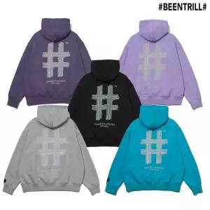 빈트릴 [BEENTRILL] 리플랙티브 해시태그 오버핏 후드티 BA233HM002 DT 585578Moony