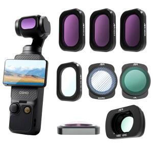 [미국배송] (8팩) 자기 ND & CPL 1/4 블랙 미스트 광각 렌즈 필터 DJI OSMO 포켓 3 멀티 코팅 HD 광학 유리 렌즈(ND16 ND64 ND256 렌즈 CPL 미스트 블루 스트릭 마크로)