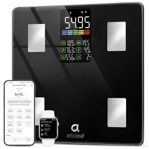 BMI, 체지방, 근육량, 14가지 구성 지표, 대형 LED 디스플레이, 디지털 체중계, 정확한 앱 동기화, 500파운드, 11.8인치의 아르보 스마트 체중계