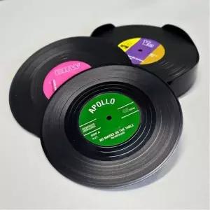 고품질 TBZ 레트로 레코드 LP 티 컵 코스터 컵받침 12P 보관홀더 티...