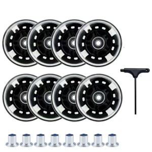 [미국배송] 보트랙 8팩 라이트 업 인라인 스케이트 휠 64/70/72/76/80MM - ABEC-9 베어링 및 스페이서가 장착된 85A PU 플래시 휠 청소년을 위한 실내 실외 교체 휠(블랙 72MM)