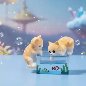 피규어장식 피규어 고양이 어항 세트