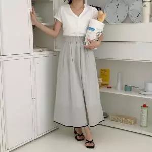 [하프클럽/셀러허브_여성트랜드패션]여자 프릴 허리밴딩 나일론 에이라인