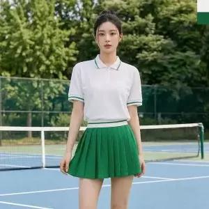 [하프클럽/셀러허브_여성트랜드패션]여자 반집업 카라 플리츠 테니스 스커