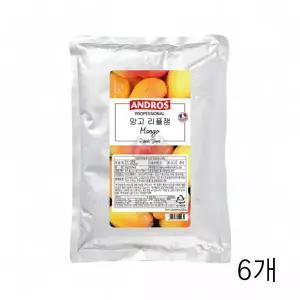 WL 앤드로스 망고 리플잼 1kg X 6개 대용량 망고잼 과일잼 식자재 토핑잼 과육베이스 WFLQQO5