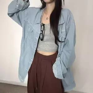 [하프클럽/]여성 가을용 캐주얼 롱 코트 블랙 블루 루즈핏 스트리트 패션