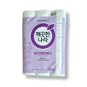 깨끗한나라 3겹 데코 앤 라벤더, 30M, 30롤, 1개