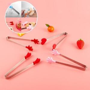 새로운 손 모양 음식 클립 실리콘 미끄럼 방지 핀셋 미니 아이스 큐브