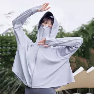 아이데이 여성 자외선 차단 후드 크롭 바람막이 여자 얇은 집업 경량 긴팔 점퍼 썬캡 마스크 잠바
