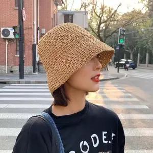 (색상 블랙FREE)해변 햇 내츄럴 햇빛차단 썸머 밀짚 바캉스룩 여행 여름 모자 버킷햇 모두팜