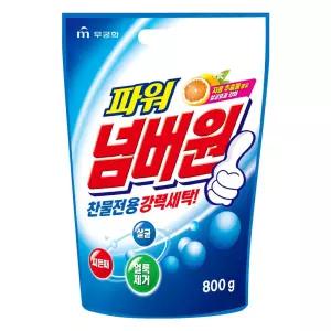 무궁화 파워넘버원 찬물전용 세탁 가루세제 800g-대용량 다목적 가정 업소 빨래