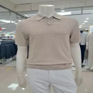 [바쏘옴므]바쏘옴므 베이지마혼방 기본카라 반팔티셔츠(WSZ2WT01ABG)