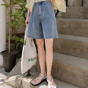 썸머 핀턱 밴딩 데님반바지