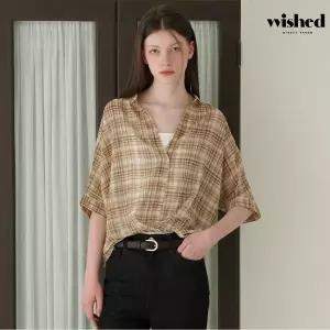 [위시드]체크 패턴 시스루 썸머 반팔 셔츠 (WICBBL037)