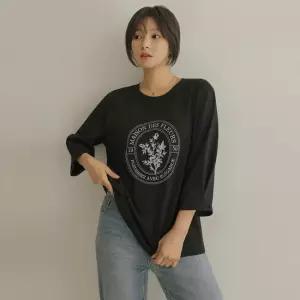 [엘리시아] 토히 프린팅 핀턱 칠부 티