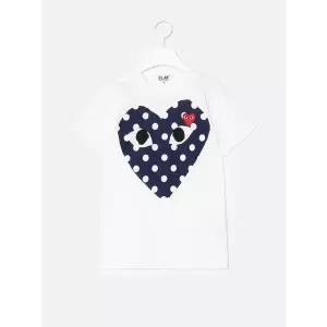 PLAY 꼼데가르송 COMME DES GARCONS (Unisex) Polka Dot Big Heart T-Shirt - White