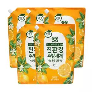 퐁퐁 친환경주방세제 오렌지향 리필 1.2L 5개