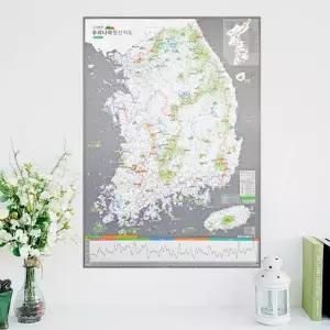 우리나라 대한민국지도 3000 관광지도 명산지도 + 핀스티커 - 한국100대명산 백두대간
