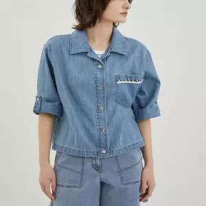 올리비아로렌 / 반팔 데님 자켓 VVBMJ4M4181 / 애플아울렛 ( 라이트블루 )