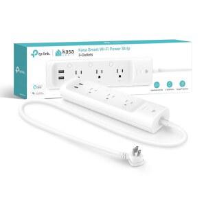 카사 스마트 플러그 전원 스트립 KP303, 3개의 개별 제어 스마트 콘센트와 2개의 USB 포트가 있는 서지 프로텍터, 알렉사 및 구글 홈과 연동, 허브 필요 없음, 화이트