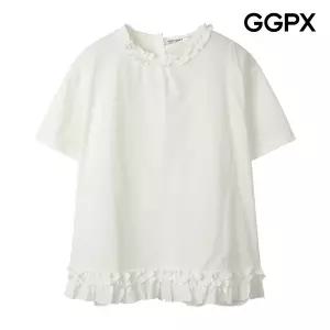 [롯데백화점]지지피엑스 반전 리본 버튼 프릴 반팔 블라우스 GQ4SH039F