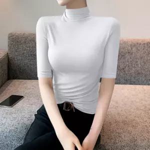여성 반목티 목폴라 5부 얇은 반팔티셔츠 13color 이너 터틀넥 스판 슬림핏
