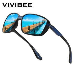 VIVIBEE 남성 편광 선글라스 스퀘어 미러 블루컬러 여성 스포츠 낚시 고글 UV400 운전용
